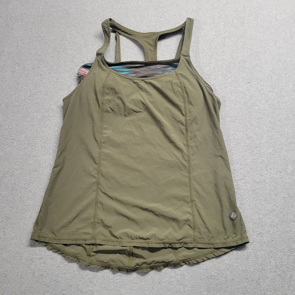 Prana Womens Olive Green Sway Tank Built In Bra Sleeveless Stretch Size XSmall - Picture 1 of 11